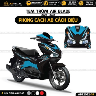 Tem trùm xe air blade 2020 - 2022 mẫu ab cách điệu | abt2022-19 | decal cao cấp màu xám xanh đen trắng đỏ