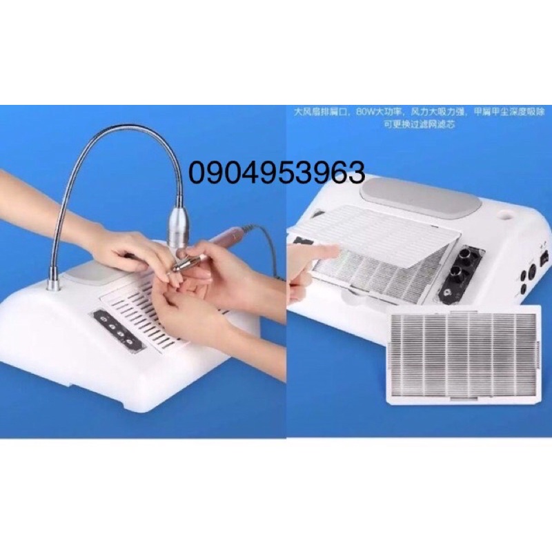 Máy hút bụi làm móng , máy hơ , máy mài , đèn led, kê tay 5 trong 1