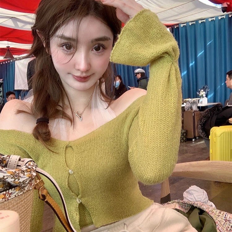 COZOK Set Áo Len Tay Dài Màu Trơn + Áo Vest Không Tay Thời Trang Cho Nữ