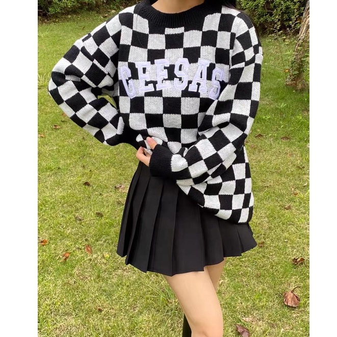 Áo len dài tay kẻ sọc cổ tròn nam màu sweater áo len nữ