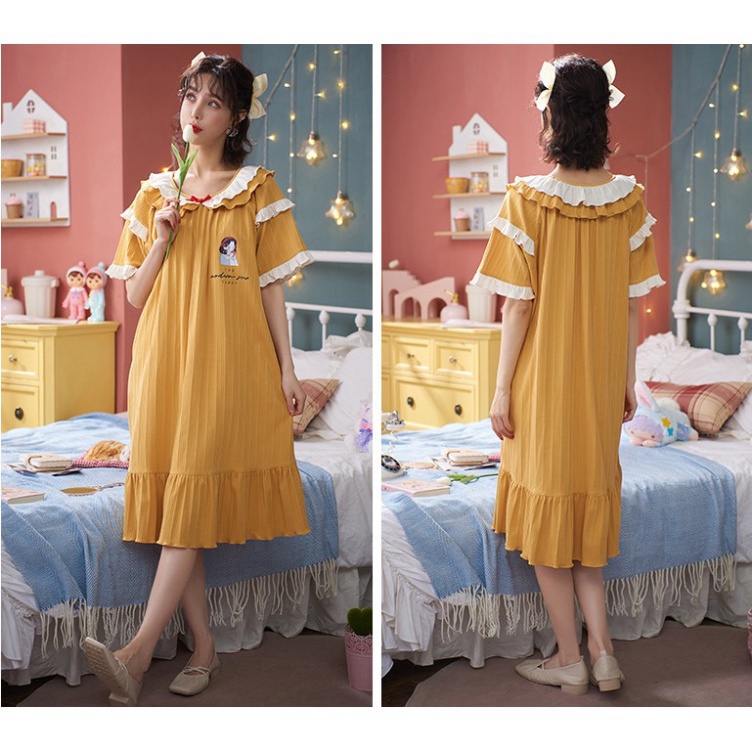 Shop Pro Váy ngủ nữ, váy mùa hè ngắn tay ngọt ngào và dễ thương Shop Pro