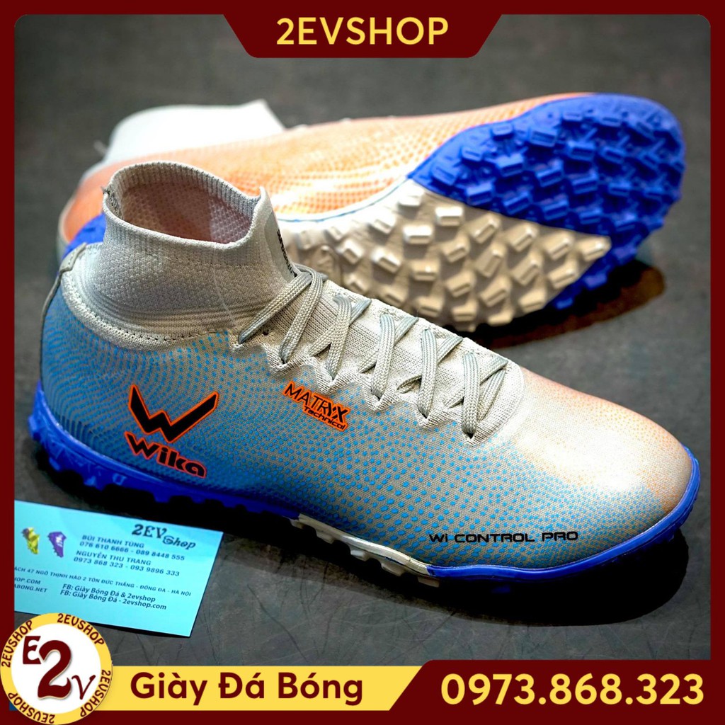 T TOKY SHOP [Freeship] Giày Bóng Đá 𝗪𝗶𝗸𝗮 𝗦𝘂𝗽𝗲𝗿 𝗦𝗽𝗲𝗲𝗱 Bạc Cao Cổ (Tặng Tất Chống Trơn) Đã Khâu ☭