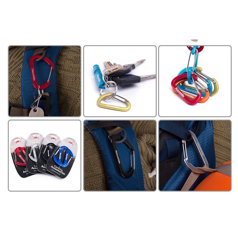 MÓC ĐA NĂNG CARABINER CHỮ D 6.5CM NATUREHIKE NH15A002-H