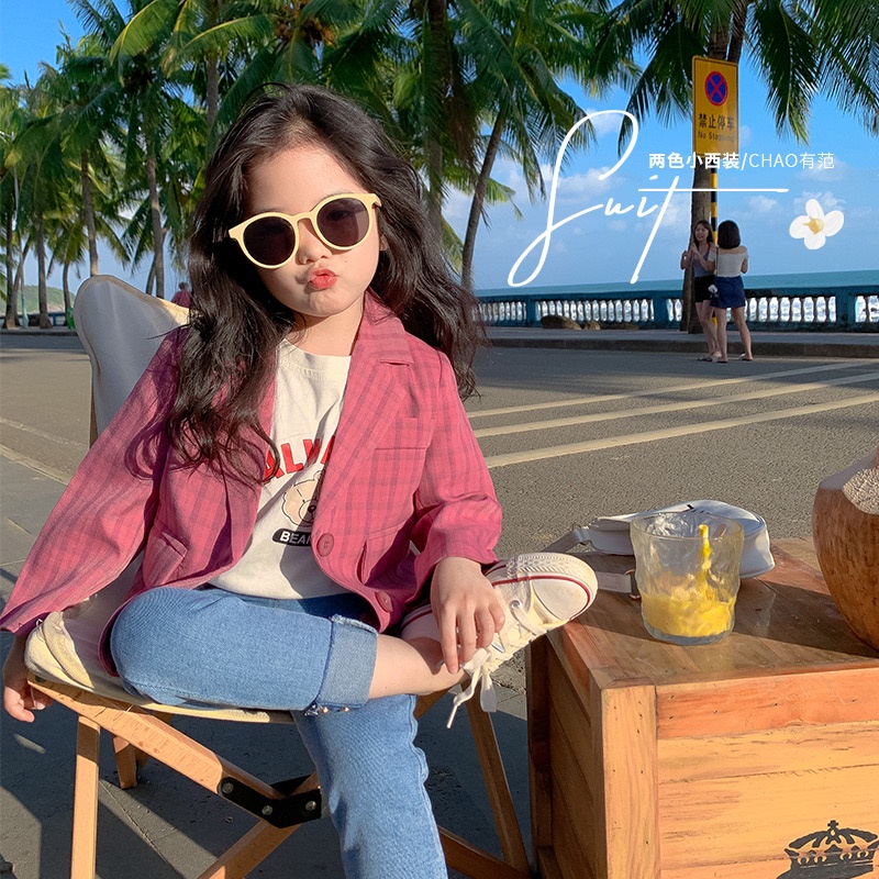 AG394 - Áo blazer kẻ sọc sz 90-140, cài cúc, thời trang hàn quốc cho bé thu đông 2022