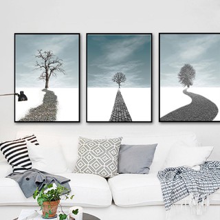 Tranh treo tường bộ 3 tấm Cây băng 40*60cm