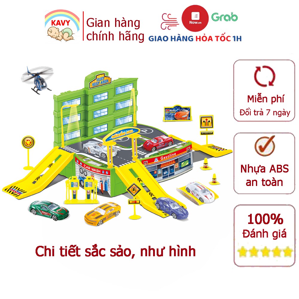 Bộ đồ chơi cho bé bãi đỗ xe ô tô, máy bay kèm chi tiết mô tả đường phố khác- KAVY