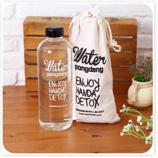 Bình Nước Nhựa WATER PONGDANG Detox 1 Lít Tặng Kèm Túi siêu tiện lợi