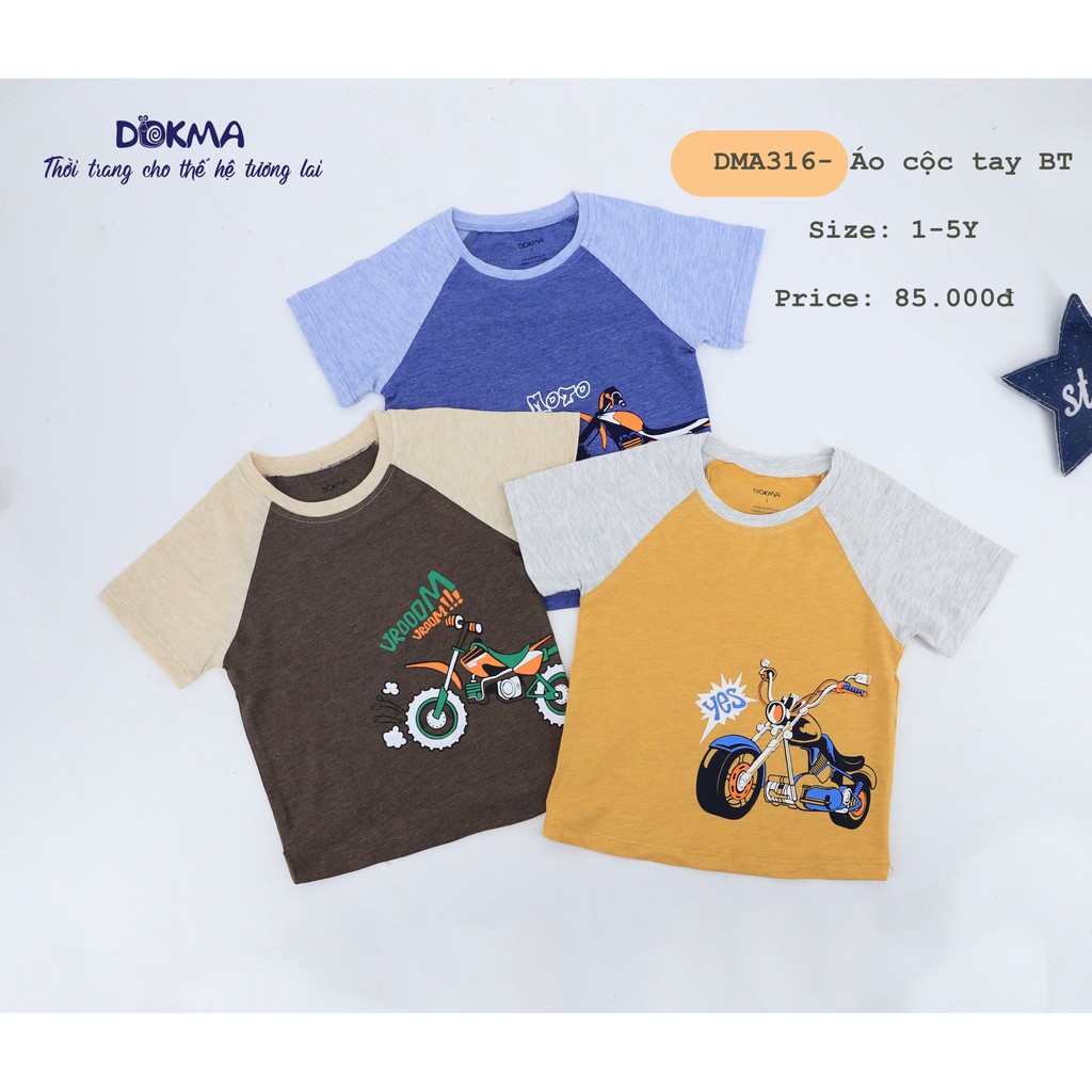 [Mã SKAMCLU7 giảm 10% cho đơn từ 0Đ] Áo cộc tay Dokma vải sợi tre cao cấp cho bé trai 1-5Y DMA316