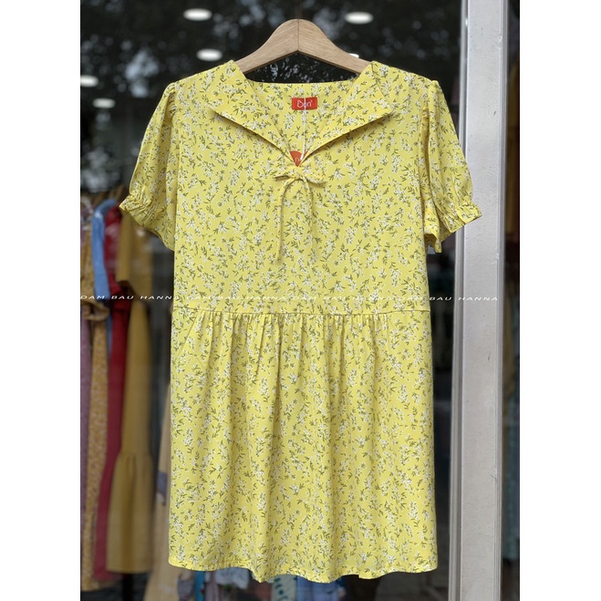 [HANNA] Áo bầu công sở dễ thương cho mẹ trẻ vải lụa đũi 1 lớp mềm mát thấm mồ hôi tốt size 40-70kg có túi áo tiện lợi