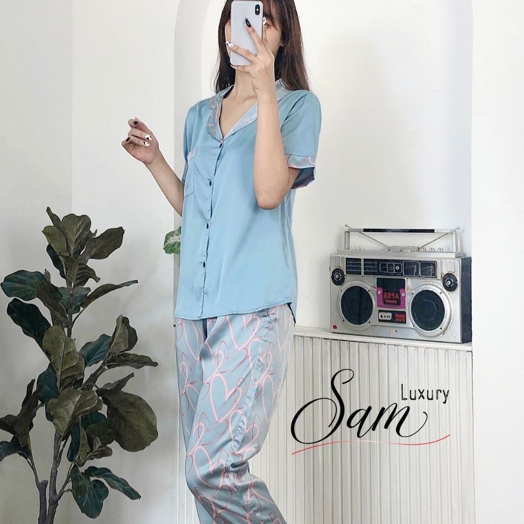 Đồ ngủ nữ hàn quốc, mặc ở nhà, chất liệu lụa latin mềm mịn, Sam luxury | BigBuy360 - bigbuy360.vn