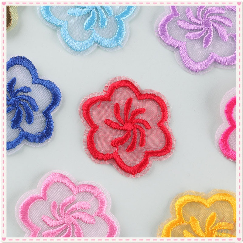 ☸ Sticker Ủi Thêu Hình Hoa Organza ☸ 1 Cái Tự May Thêu Trên Sắt Trên Huy Hiệu Miếng Vá