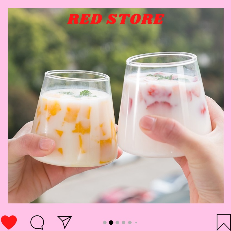 Ly thủy tinh chịu nhiệt dễ thương HÌNH NÓN, cốc uống nước cute || RED STORE