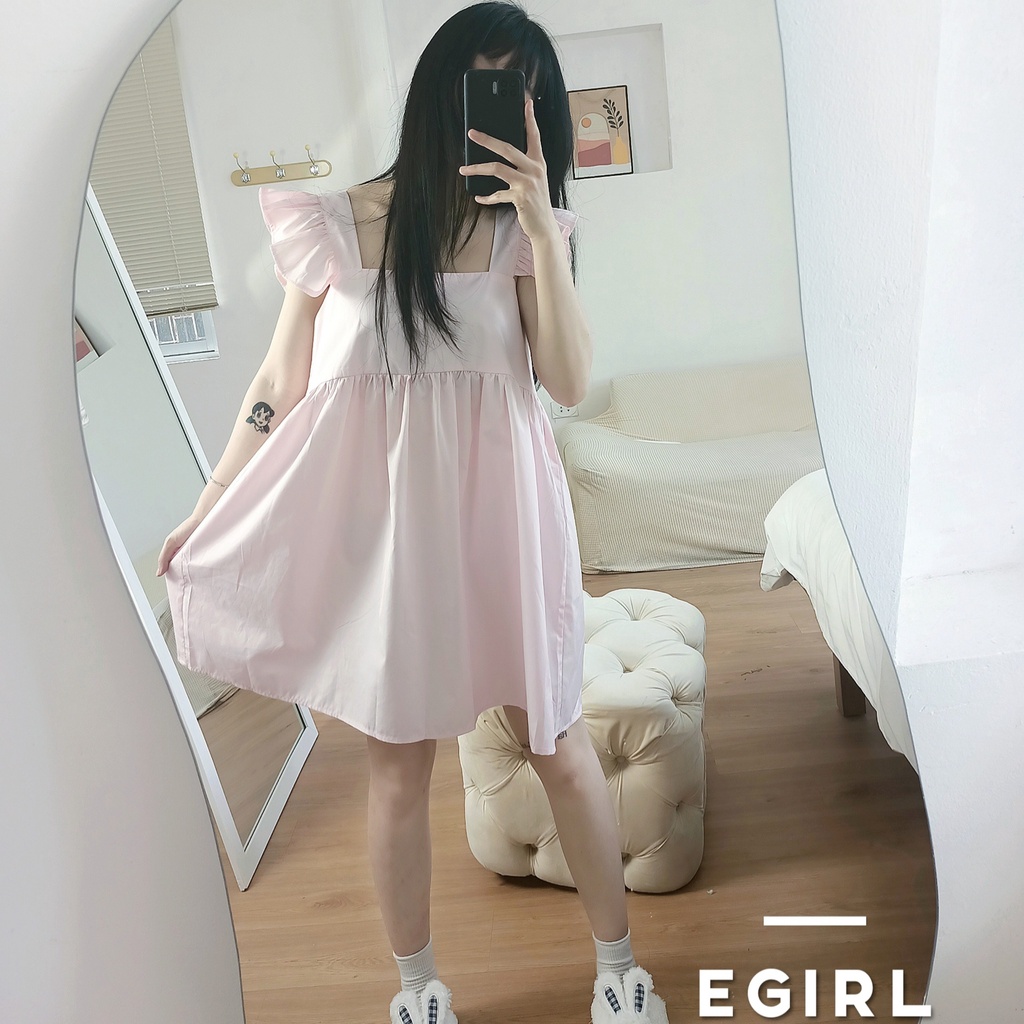 Váy babydoll 2 dây, đầm babydoll dáng ngắn màu pastel tiểu thư dễ thương EGIRL