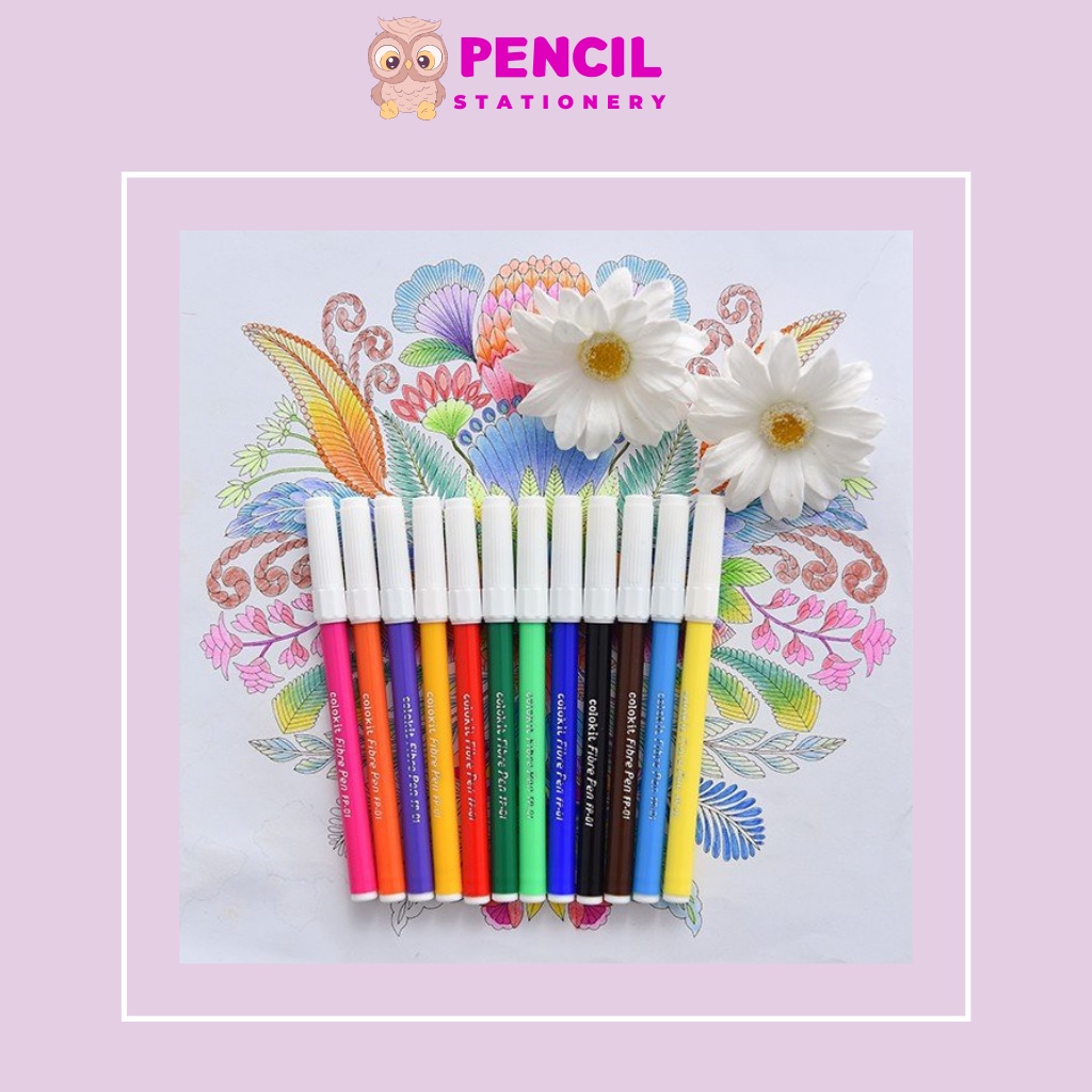 Bộ Bút Màu Nước 12 Màu Thiên Long FP-01 Colokit 2 Đầu FP-C01, Văn Phòng Phẩm Bút Lông Màu Cho Bé Tập Tô Vẽ