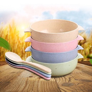 chén bát ăn dặm lúa mạch kèm thìa muỗng cho bé