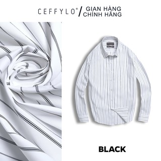 Áo Sơ Mi Nam Họa Tiết Kẻ Sọc Đen CEFFYLO 2, Vải Cotton Mềm Mịn, Form Chuẩn
