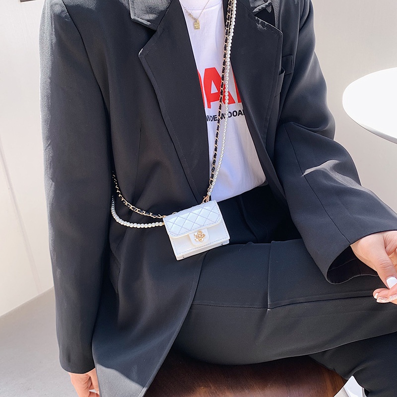 Túi Đeo Chéo Mini Hình Vuông Đính Ngọc Trai Phong Cách Thời Trang Mới 2022