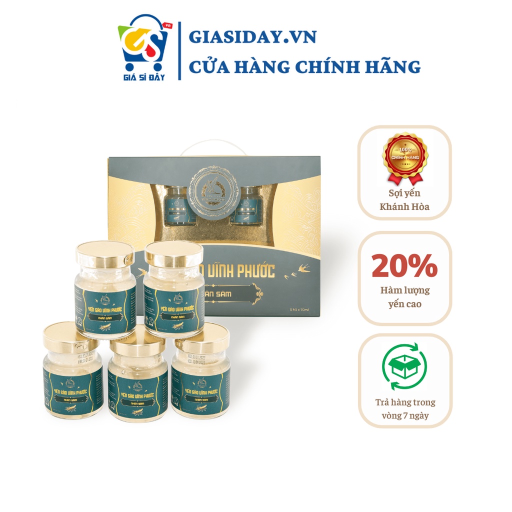 Tổ Yến Sào Chưng Sẵn Vĩnh Phước 70ml - Hộp 5 Hũ