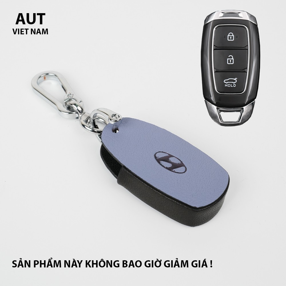 Bao da chìa khóa Hyundai 3 nút mới - handmade da bò thật