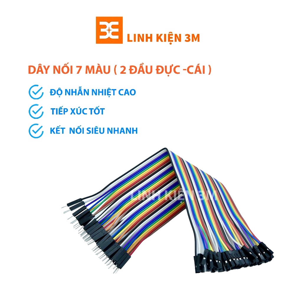 [Mã LIFEXANH03 giảm 10% đơn 500K] Bộ Sợi Dây Nối 40P 7 Màu Dài 21Cm ( 2 Đầu Đực Cái )