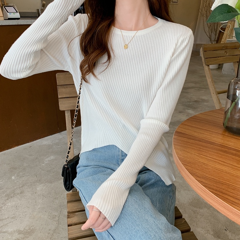 ZHELIHANGFEI Áo Dệt Kim Tay Dài Dáng Ôm Xẻ Tà Quyến Rũ Trẻ Trung Cho Bạn Gái