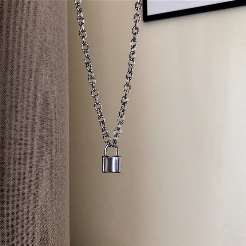 Vòng Cổ Gắn Mặt Hình Ổ Khóa Độc Đáo Phong Cách Hip-Hop Hàn Quốc