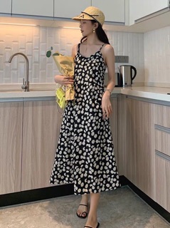 ĐẦM MAXI HOA CÚC HAI DÂY