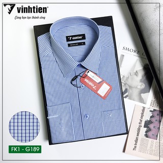 Áo sơ mi nam tay dài Vĩnh Tiến form regular vạt ngang 355 - G189