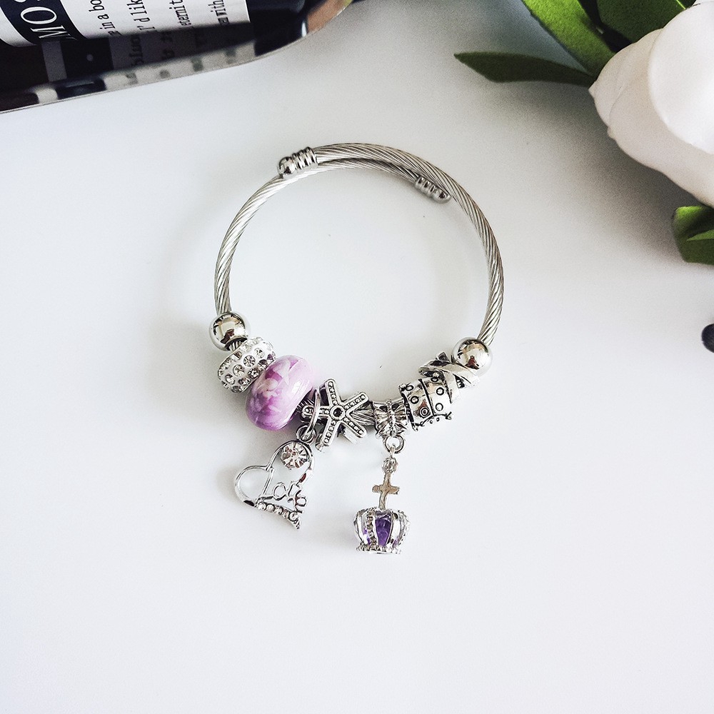 Korean handmade stainless steel bracelet Q39 crystal | BigBuy360 - bigbuy360.vn