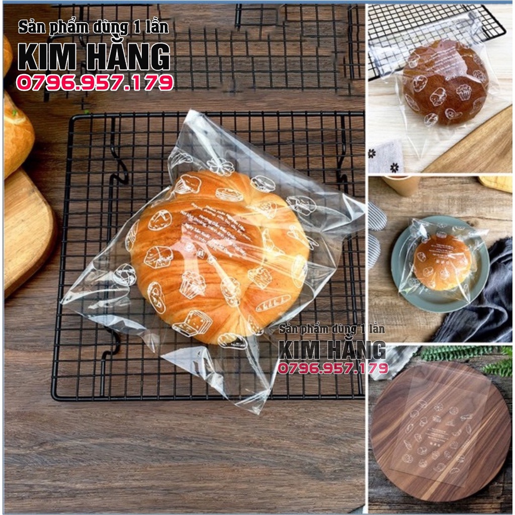 Túi dán miệng in hình đựng bánh mì ngọt các loại , túi đựng bánh giá rẻ