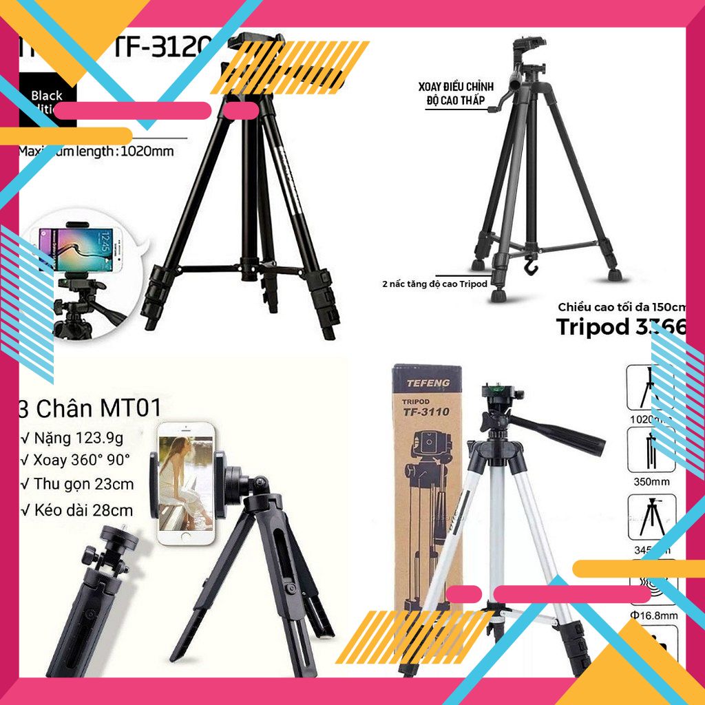 [5❤️][FREESHIP] CHÂN TRIPOD ĐA NĂNG T3110 (3310) - T3120 - T3366 - MT01 CHO ĐT, MTB, MÁY ẢNH [HCM]