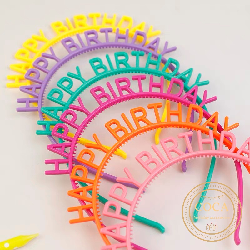 Nơ bờm cài tóc chữ Happy Birthday dùng cho tiệc sinh nhật