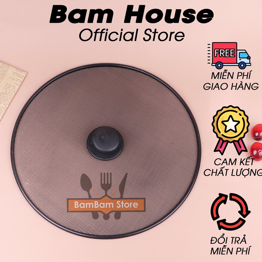 Nắp lưới đen đậy chảo chống văng dầu mỡ inox Bam House loại lớn cao cấp NLD01 – BamBam Store