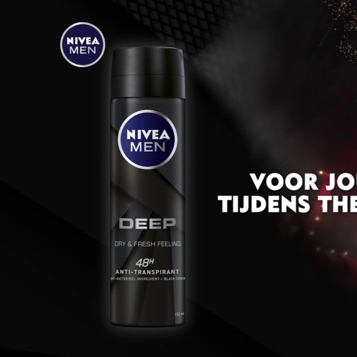 Xịt ngăn mùi toàn thân nam Nivea men Deep 150ml Dry &amp; Clean Feel Black carbon Amazon Espresso- Than đen hoạt tính