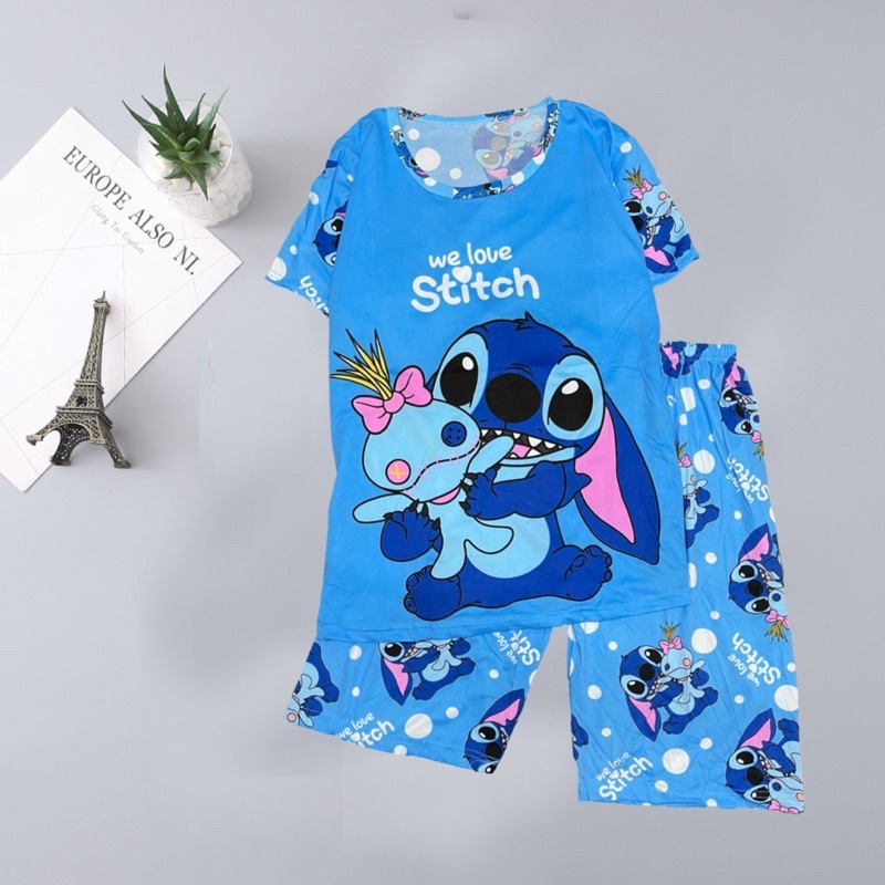 Đồ bộ mặc nhà, bộ ngủ hoạt hình thun Quảng Châu hàng loại 1, đồ ngủ nữ tay cộc quần lửng, SHIP HOẢ TỐC 30’