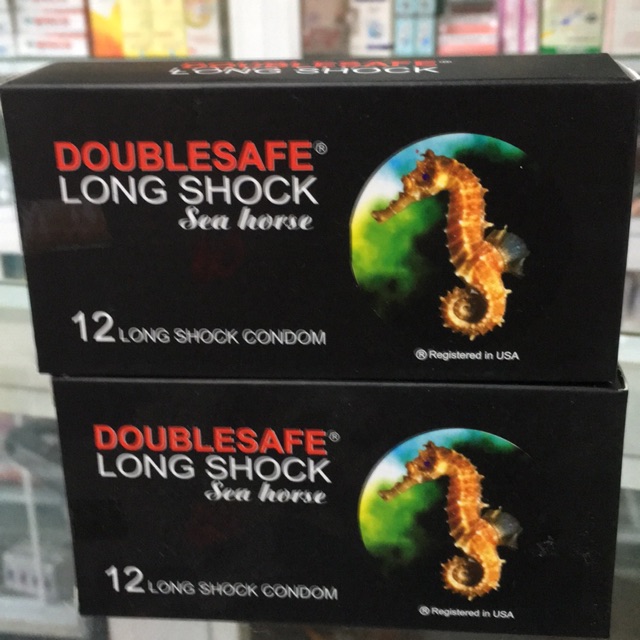 Bao cao su cá ngựa Doublesafe long shock hộp 12 cái giúp kéo dài quan hệ