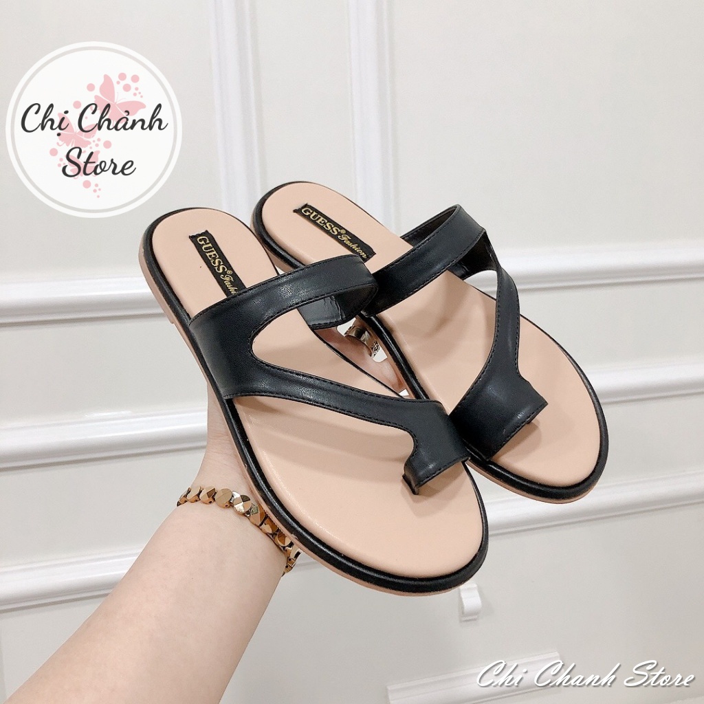 Dép Xỏ Ngón Nữ, Dép Đi Biển Xinh Đế Bệt Phối Quai Liền Chất Da Mềm Mịn Dép Đế Bệt Đủ Màu Trắng Đen Cam Chị Chảnh Store