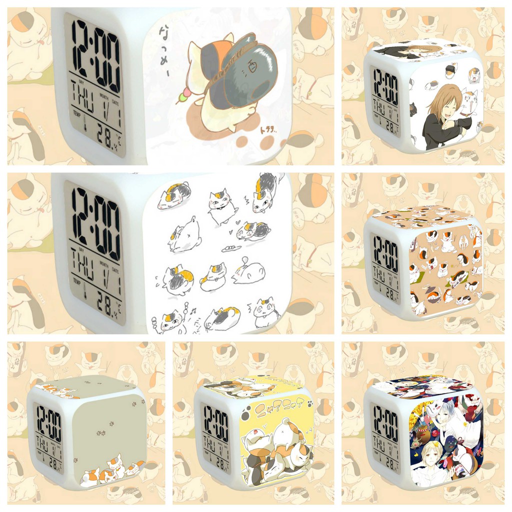 (nhiều mẫu) Đồng hồ báo thức để bàn IN HÌNH Natsume Yuujinchou Hữu nhân sổ anime chibi tiện lợi đèn LED đổi màu