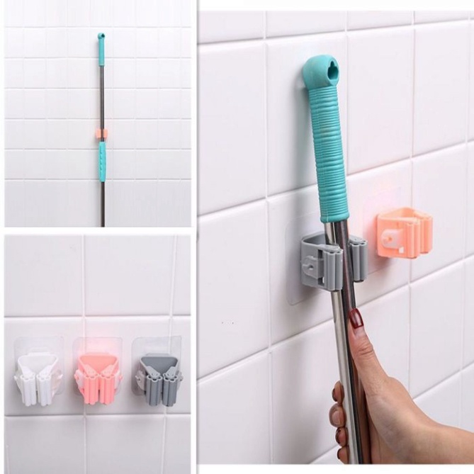 Móc Dán Tường Kẹp Giữ Chổi Siêu Tiện