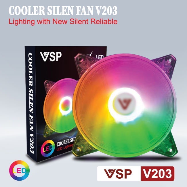 Fan Led VSP V203 LED RGB 12cm đẹp lung linh - Hàng chính hãng