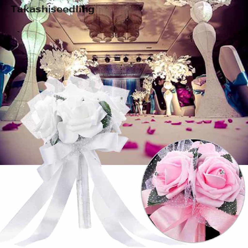 Bó Hoa Hồng Giả Cầm Tay Xinh Xắn Dùng Trang Trí