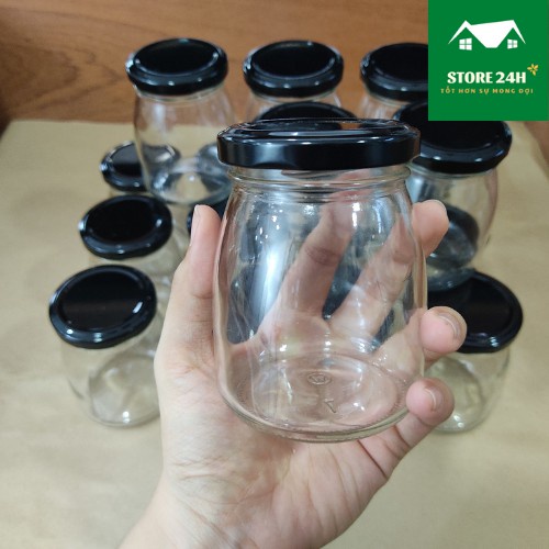 Set 6 hũ thủy tinh 100ml nắp thiếc đẳng cấp làm sữa chua, chưng yến, đựng mật ong, bột nghệ...nhiều dáng