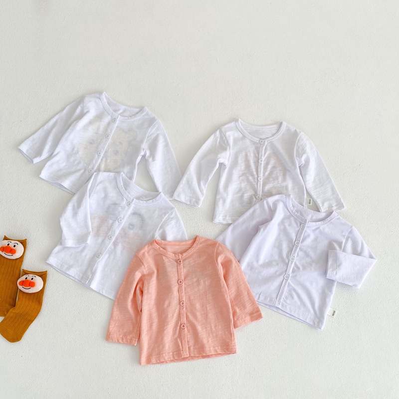 Áo Khoác Cotton Mỏng Tay Dài In Họa Tiết Hoạt Hình Thời Trang Mùa Hè Cho Bé