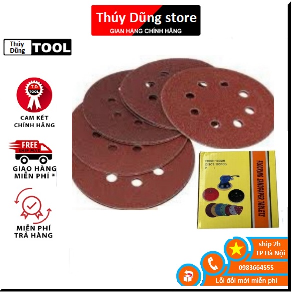 Giấy nhám, giáp ráp tròn lỗ có lông đường kính 180mm  ( dùng cho trà tường , gỗ )