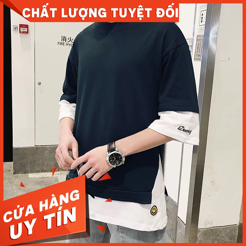 [SIÊU RẺ] Áo thun phối mặt cười (unisex nam nữ đều mặc được)