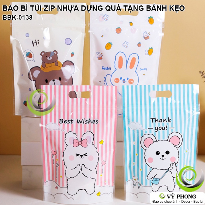 SET 10 BAO BÌ TÚI ZIP NHỰA 15X23cm ĐỰNG BÁNH KẸO ĐỒ ĂN VẶT ĐỂ QUÀ TẶNG CÁC DỊP LỄ TẾT BBK-0138