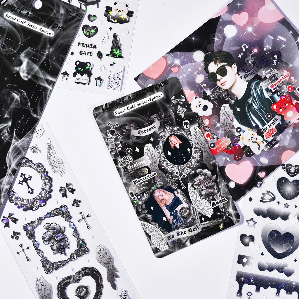 Set 4 Miếng Dán Trang Trí Hình Gấu Dễ Thương Phong Cách Hàn Quốc