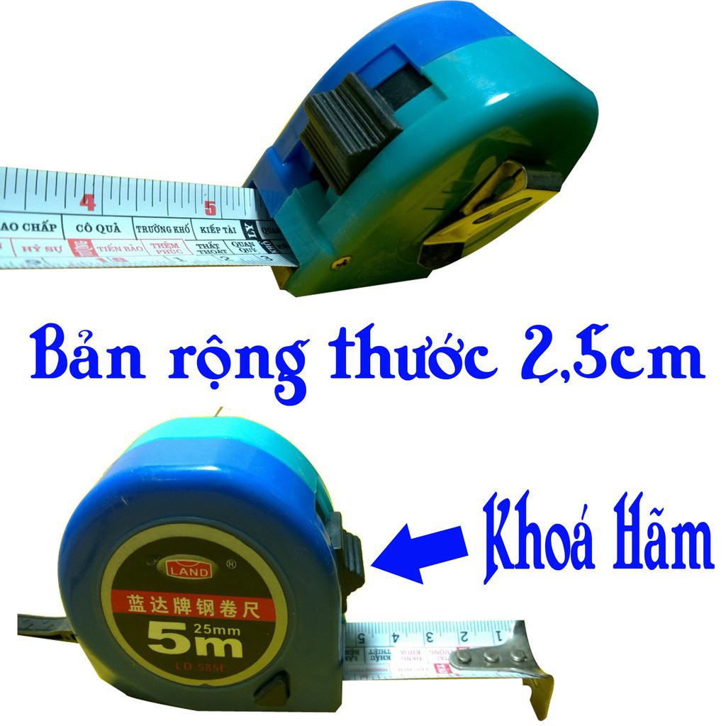 Thước dây rút 5m hoặc 7.5m lỗ ban hoặc không, bằng thép, nhỏ gọn, bền đẹp