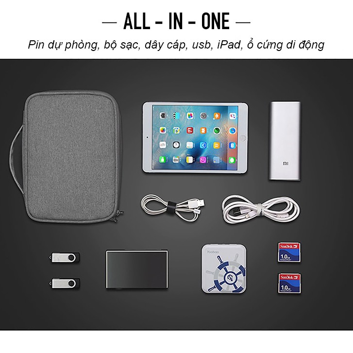 Túi phụ kiện điện thoại, túi công nghệ BUBM 1 ngăn, 2 ngăn chuyên dụng đựng bộ sạc macbook, dây cáp sạc, pin dự phòng