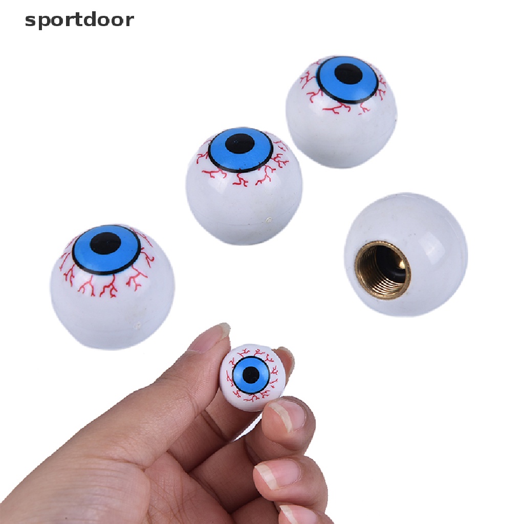 [sportoutdoor] Set 4 Nắp Van Hình Mắt Bóng Bằng Nhựa Kim Loại Cho Bánh Xe Đạp &amp; Ô Tô